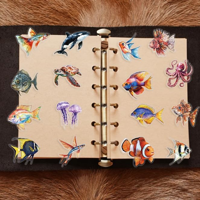 50Pcs Cartoon Marine Life Stickers Waterproof PET Water Bottle Decal Marine - Image 6
