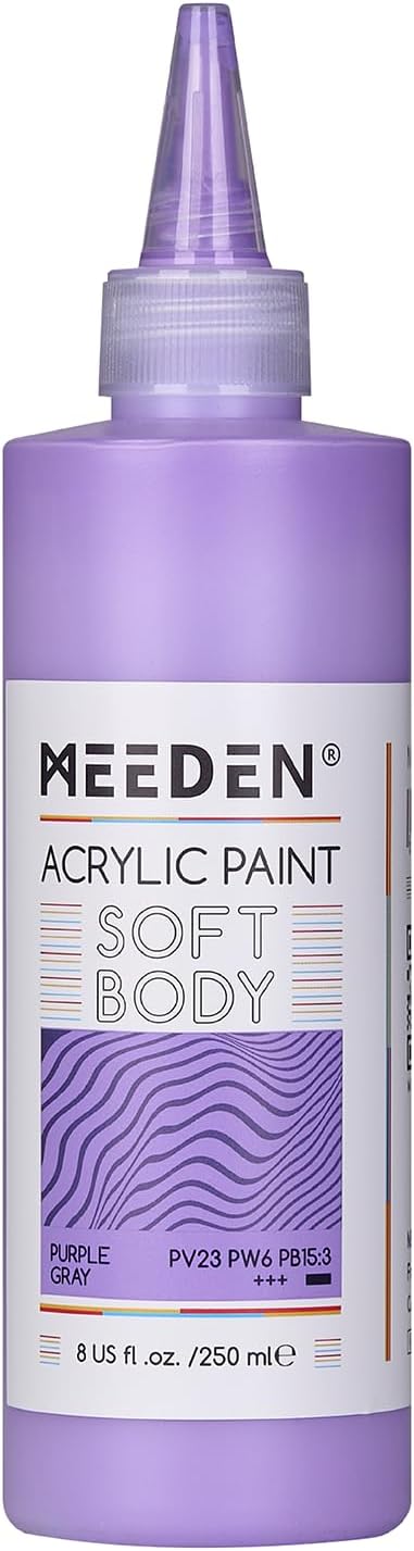 MEEDEN Purple Gray Acrylic Paint: Matte Finish - 250ml/8.45oz Soft Body Bulk by MEEDEN