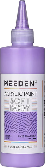 MEEDEN Purple Gray Acrylic Paint: Matte Finish - 250ml/8.45oz Soft Body Bulk by MEEDEN