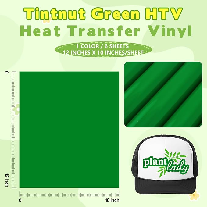 Tintnut Spring Green Heat Transfer Vinyl, easy cut & weed, stretch washable - Image 2