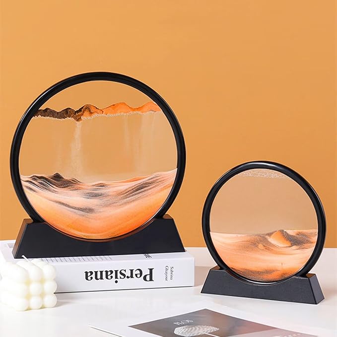 BGFJYUK Moving Sand Art Picture in Motion, Round Tempered Glass 3D Deep Sea - Image 3