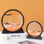 BGFJYUK Moving Sand Art Picture in Motion, Round Tempered Glass 3D Deep Sea - Image 3
