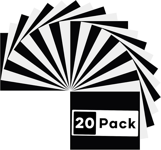 HTVRONT White & Black HTV Heat Transfer Vinyl: 20 Pcs 12 x 10 Iron on Vinyl by HTVRONT