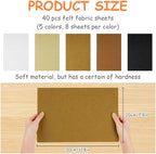 Ainiv 40pcs 8×12 inches Coloured Felt Fabric Sheets, Fabrics DIY Craftwork - Image 3