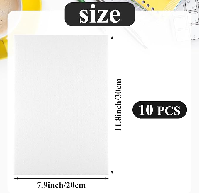 10PCS White Self Adhesive Felt Fabric Sheets Sticky Felt Sheets - Image 2