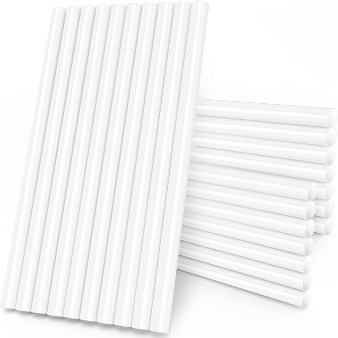 White Hot Glue Sticks Full Size, Manarty 24 PCS 0.43 Dia x 8" Long Fbric Glue by Manarty