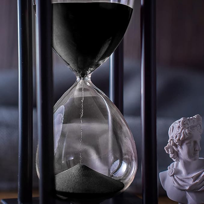 BELLAWARE Hourglass Timer with Black Sand, 60 Minute Wooden Sand Timer | - Image 4