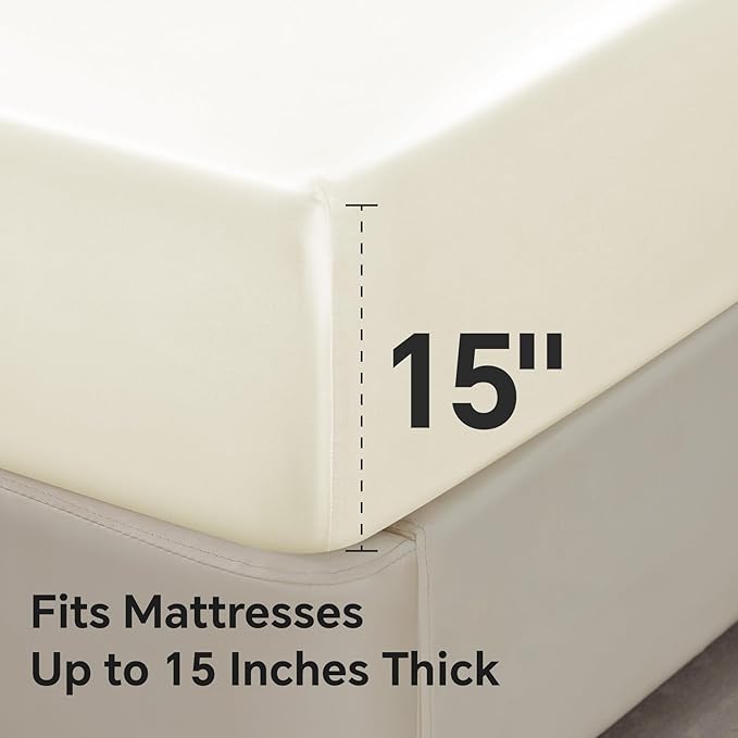 BEDELITE Satin Fitted Sheet and Pillowcases Set, Luxury Soft Similar to Silk - Image 4