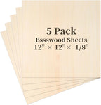 Balsa Wood, Plywood Sheet, Unfinished Basswood Blanks, 12×12×1/8 in, Paint; by MOWPOG