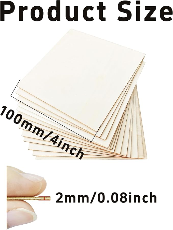 pson 30Pcs Unfinished Basswood Sheets, Smooth Wood Squares - Image 2
