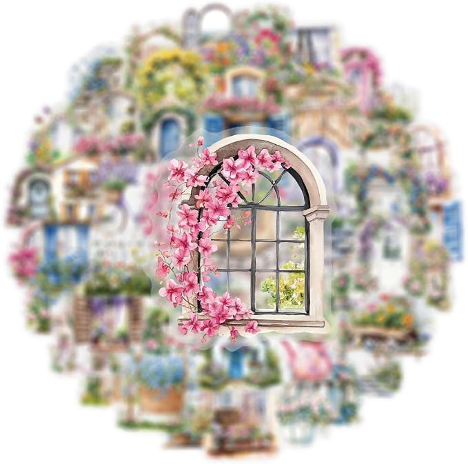 50PCS Garden Stickers Aesthetic PET Sticker Garden Flower wall Decal Waterproof - Image 4