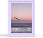 12x16 Picture Frame with Mat for 11x14, Wavy Edge Wooden Real Glass Photo Frame by THKRLOF