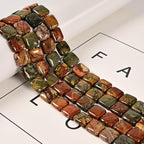 28Pcs 12mm Flat Square Red Creek Stone Beads by LangLong