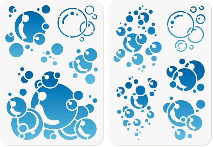 2Pcs Bubbles Stencils for Painting, 11.69"x8.27" Reusable Plastic Blowing by Doodlream