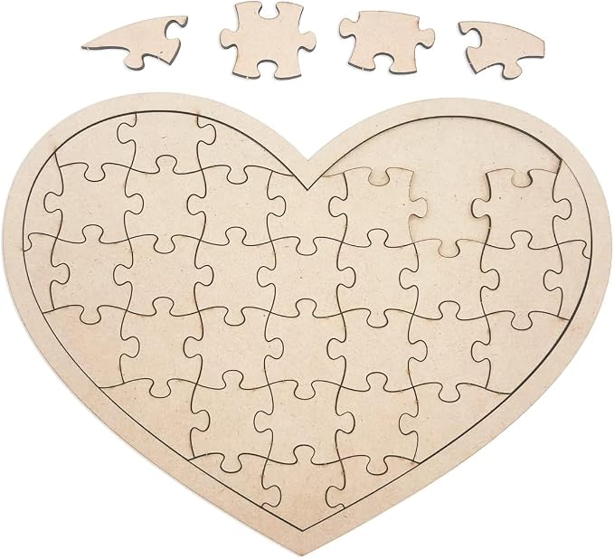 3 Pack Blank Wooden Heart Shaped Jigsaw Puzzle 11.2x8.4 Inch Unfinished Wooden - Image 8