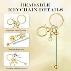 6Pcs Beadable Keychain Bars Blanks Bead Keychain Bar Metal Beaded Keychains - Image 3