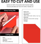 FUNKAKA Red HTV Heat Transfer Vinyl Bundle, 10 Sheets Sticky HTV Vinyl - Image 2
