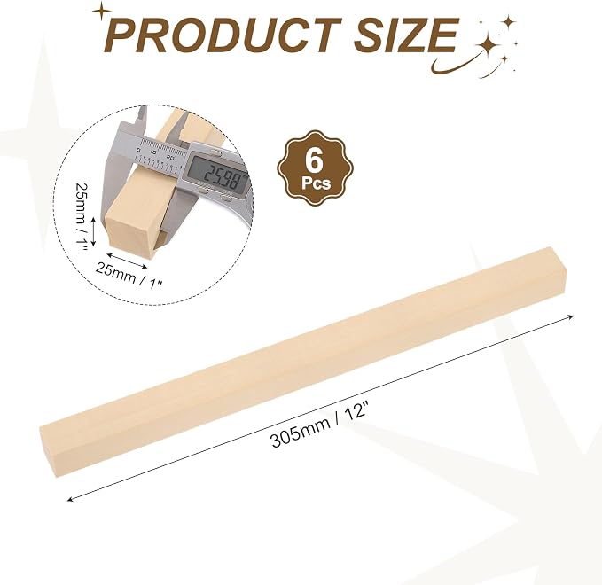 MECCANIXITY 6Pcs Basswood Sticks - Image 2