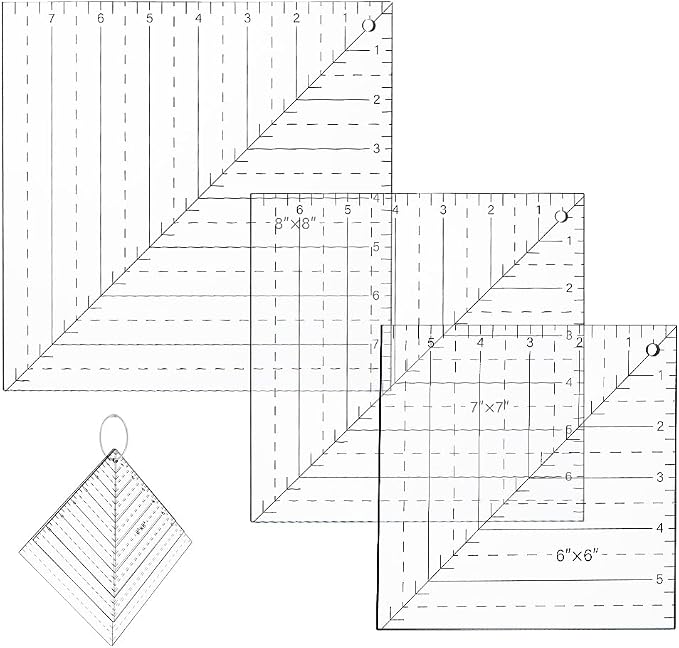 NBEADS 3 Pcs Square Up Ruler, 6/7/8Inch Transparent Acrylic Sewing Template by NBEADS