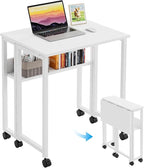 GreenForest Folding Desk with Wheels, 24.8" Rolling Table by GreenForest