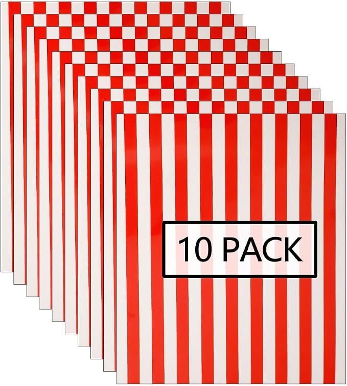 FUNKAKA Red Stripe Heat Transfer Vinyl HTV 10 Sheets 12" x 10" Iron on Vinyl by FUNKAKA