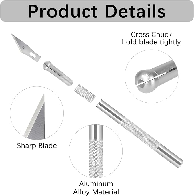 12 Pack Exacto Knife Set, Metal Craft Knives Kit, Hobby Knife Set, Blade - Image 3