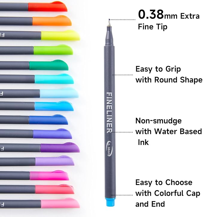 Shuttle Art Fineliner Colored Pens, 100 Colors 0.38mm Fine Point Pens - Image 3