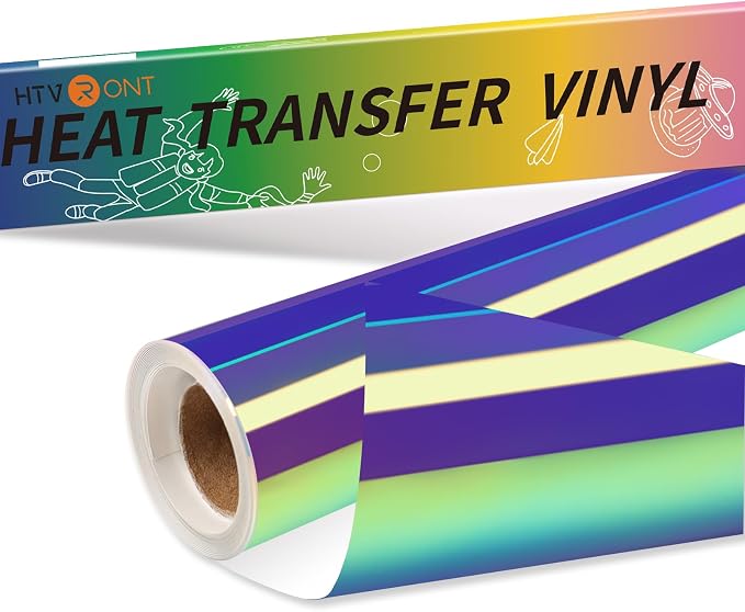 HTVRONT Holographic Heat Transfer Vinyl, Metallic Sheen by HTVRONT