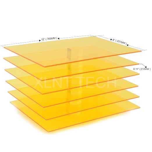6 PCS Yellow Transparent Cast Acrylic Sheets 8" x 12" x 0.118", Plexiglass - Image 5