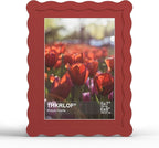 6x8 Picture Frame with Mat for 5x7, Wavy Edge Wooden Real Glass Photo Frame for by THKRLOF