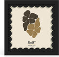 8x8 Picture Frame with Wavy Mat, Wooden Real Glass 8 x 8 Photo Frame by THKRLOF