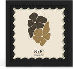8x8 Picture Frame with Wavy Mat, Wooden Real Glass 8 x 8 Photo Frame by THKRLOF