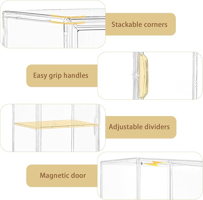 Attelite Acrylic Display Case for Collectibles, Stackable Storage Box - Image 3
