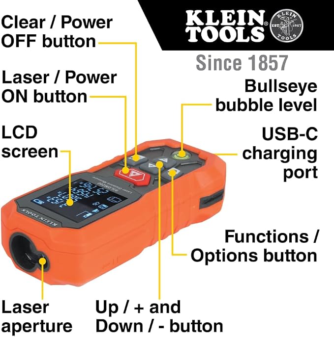 Klein Tools Laser Distance Measure, Measures in Feet - Image 2