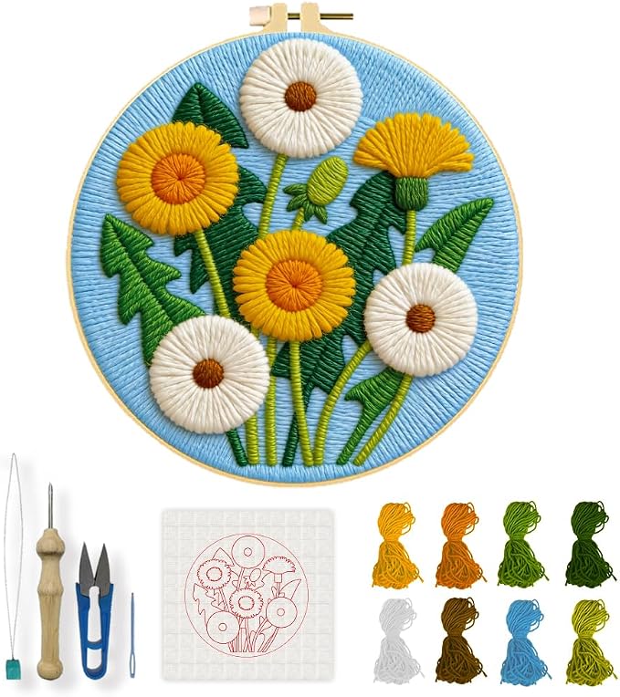 INFUNLY Dandelion Daisy Punch Needle Kit by INFUNLY