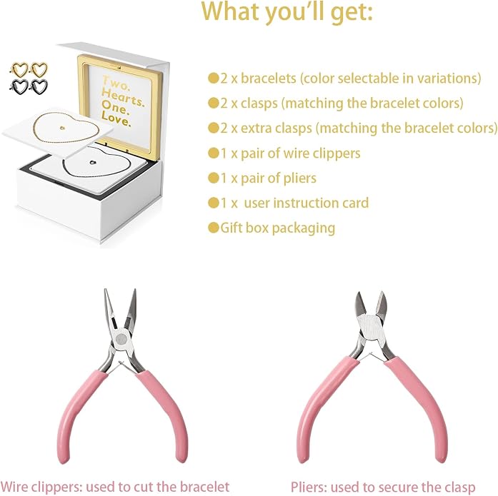 Permanent Couples Bracelet Kit – Locking Heart Clasp DIY Bracelet Set - Image 6