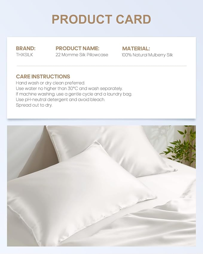 THXSILK Set of 2 100% Silk Pillowcases - Image 8