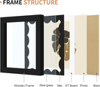5x5 Picture Frame with Wavy Mat, Wooden Real Glass 5 x 5 Photo Frame - Image 5