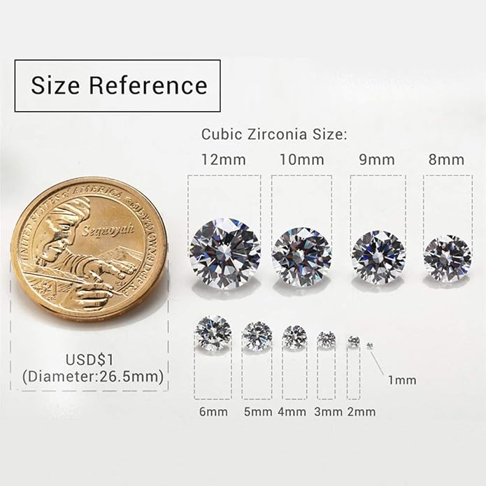 Round Colors Cubic Zirconia Loose Stones 1-12mm 5# Red Ruby Synthetic Blue 113# - Image 6