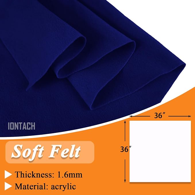 IONTACH 36" X 36" Royal Blue Soft Felt Fabric 1.6mm Thick | Felt Sheets - Image 3