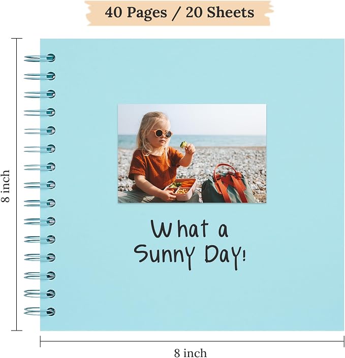 Scrapbook 8x8 Inch DIY Scrapbook Album Hardcover Kraft Paper 40 pages/20 sheets - Image 2