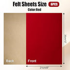 Biaungdo Red Self Adhesive Felt Sheets, 8 x 12 Inch, Felts Fabric - Image 2
