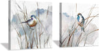 Abstract Picture Bird Wall Art: Animal Birds on Reed Watercolor Artwork Prints by HardyGallery