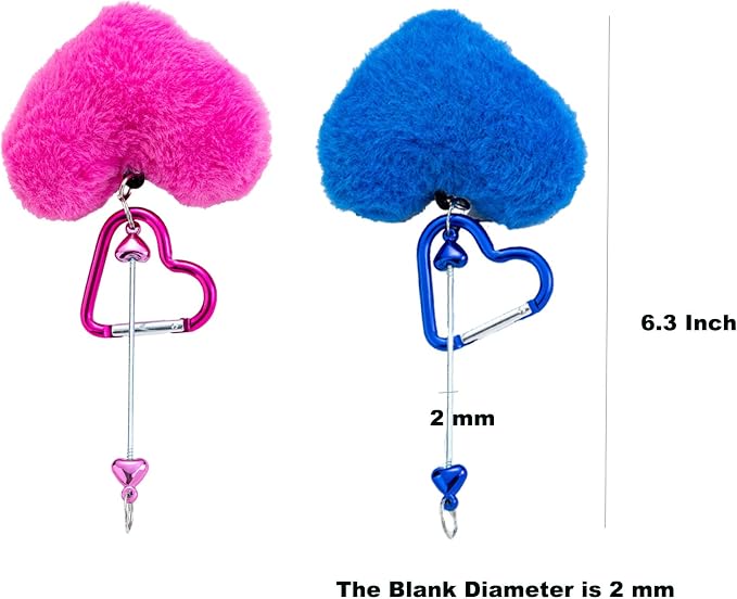 Beadable Heart Pom Pom Keychain Blank Bar - Image 7