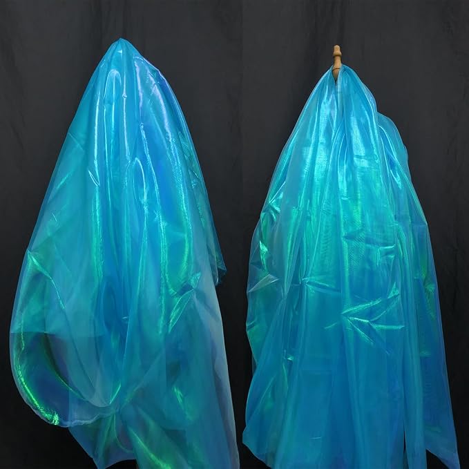 Sky Blue Iridescent Organza Fabric - Image 2