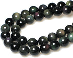 MJDCB Rare Collection Natural Stone Beads Rainbow Obsidian Round Loose Beads - Image 3