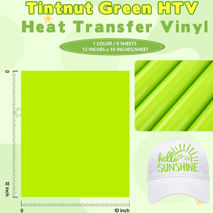 Tintnut Jasmine Green Heat Transfer Vinyl, easy cut & weed, stretch washable - Image 2