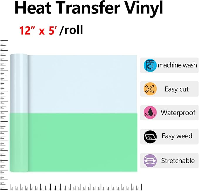 HTVVETUR Glow in The Dark HTV Heat Transfer Vinyl Roll 12 Inch by 5 Feet Iron - Image 3