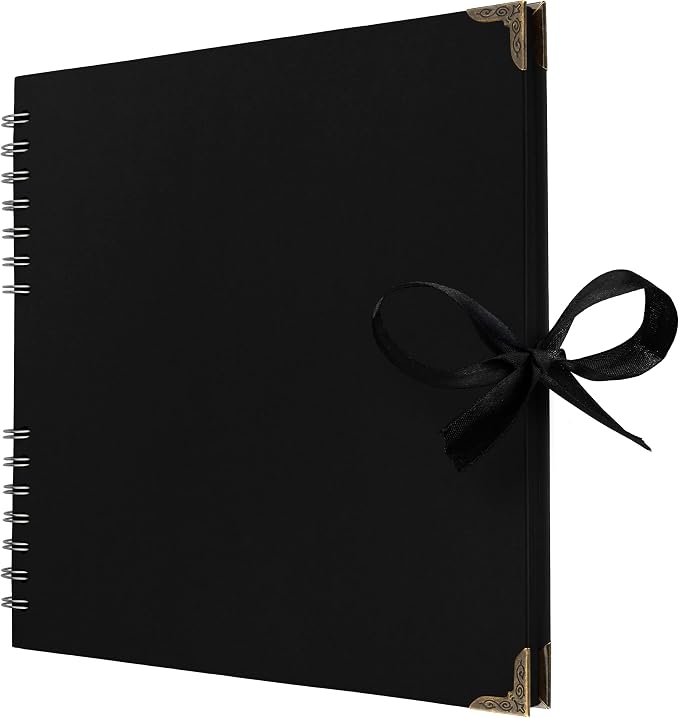 Bstorify 10 x 10 Inches Scrapbook Album 70 Pages Black Thick Kraft Paper Corner by Bstorify