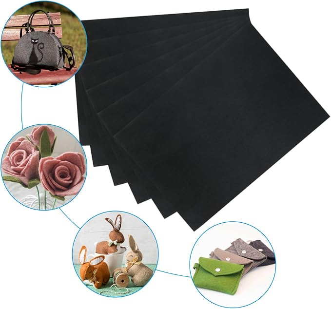 6 Pcs, 8 x 12 Inch Black Felt Sheets, 2mm Thick | Felt Fabric - Image 4